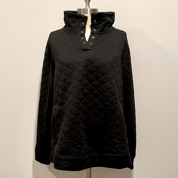 Modern Canvas Black Quilted Snap Button Pullover Size XXL - Picture 1 of 6